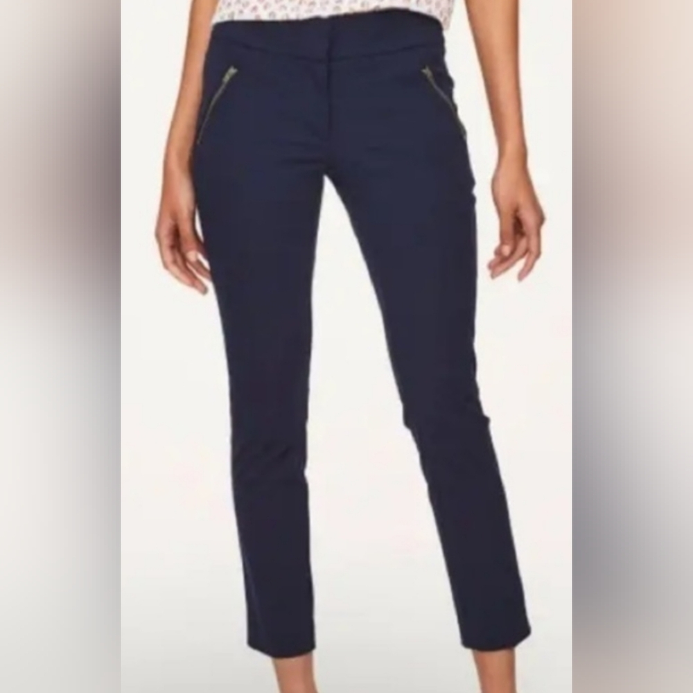 Ann Taylor LOFT Marissa Skinny Zipper Pocket Navy Dress Pants Size 4P NWOT